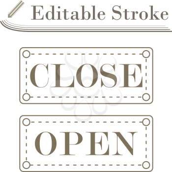 Shop Door Open And Closed Icon. Editable Stroke Simple Design. Vector Illustration.