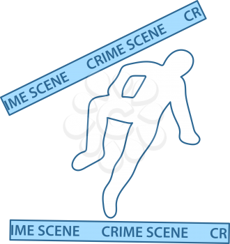 Crime Scene Icon. Thin Line With Blue Fill Design. Vector Illustration.