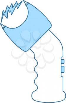 Police Stun Gun Icon. Thin Line With Blue Fill Design. Vector Illustration.