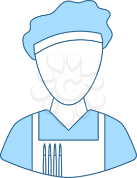 Artist Icon. Thin Line With Blue Fill Design. Vector Illustration.