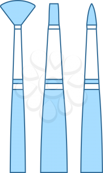 Paint Brushes Set Icon. Thin Line With Blue Fill Design. Vector Illustration.