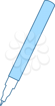 Liner Pen Icon. Thin Line With Blue Fill Design. Vector Illustration.