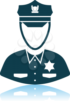 Policeman Icon. Shadow Reflection Design. Vector Illustration.