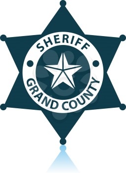 Sheriff Badge Icon. Shadow Reflection Design. Vector Illustration.