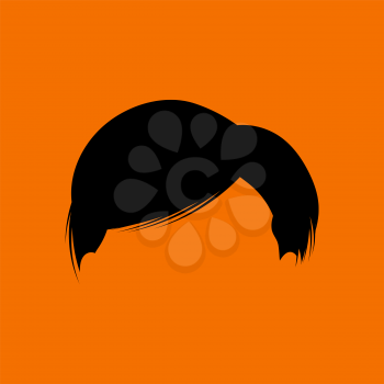 Man Hair Dress. Black on Orange Background. Vector Illustration.