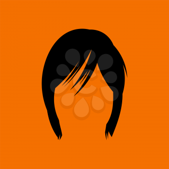 Woman Hair Dress. Black on Orange Background. Vector Illustration.