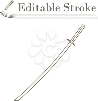 Japanese Sword Icon. Editable Stroke Simple Design. Vector Illustration.