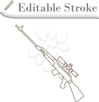 Sniper Rifle Icon. Editable Stroke Simple Design. Vector Illustration.