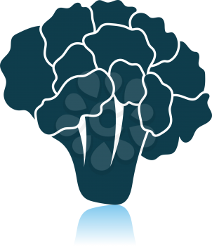 Cauliflower Icon On Gray Background. Shadow Reflection Design. Vector Illustration.