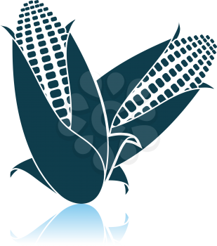 Corn Icon. Shadow Reflection Design. Vector Illustration.