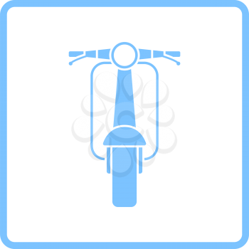 Scooter Icon Front View. Blue Frame Design. Vector Illustration.