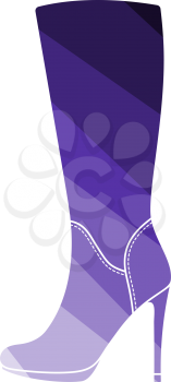 Autumn Woman High Heel Boot Icon. Flat Color Ladder Design. Vector Illustration.