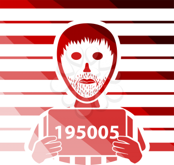 Prisoner In Front Of Wall With Scale Icon. Flat Color Ladder Design. Vector Illustration.