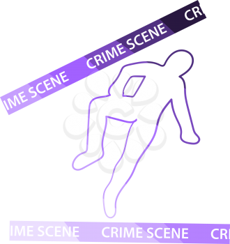 Crime Scene Icon. Flat Color Ladder Design. Vector Illustration.