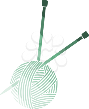 Yarn Ball With Knitting Needles Icon. Flat Color Ladder Design. Vector Illustration.