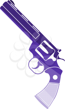 Revolver Gun Icon. Flat Color Ladder Design. Vector Illustration.