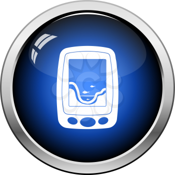 Icon Of Echo Sounder. Glossy Button Design. Vector Illustration.