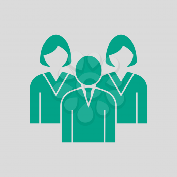 Corporate Team Icon. Green on Gray Background. Vector Illustration.