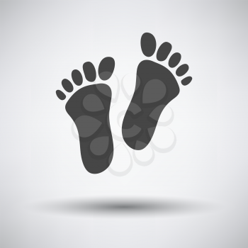 Foot print icon on gray background with round shadow. Vector illustration.