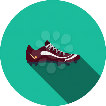 Crickets Boot Icon. Flat Circle Stencil Design With Long Shadow. Vector Illustration.