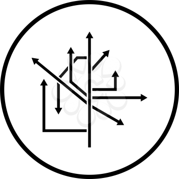Direction Arrows Icon. Thin Circle Stencil Design. Vector Illustration.