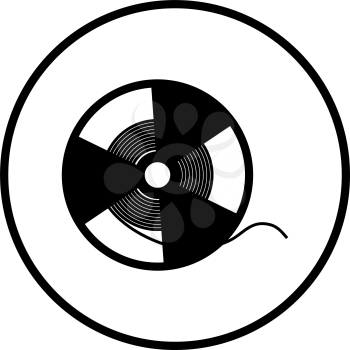 Reel Tape Icon. Thin Circle Stencil Design. Vector Illustration.