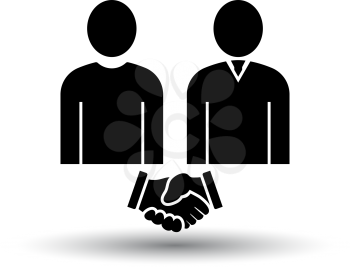 Two Man Making Deal Icon. Black on White Background With Shadow. Vector Illustration.