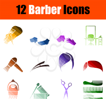 Barber Icon Set. Flat Color Ladder Design. Vector Illustration.