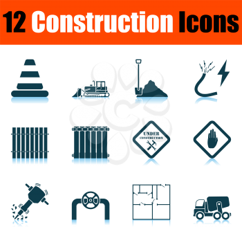 Construction Icon Set. Shadow Reflection Design. Vector Illustration.