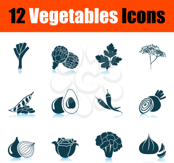 Vegetables Icon Set. Shadow Reflection Design. Vector Illustration.
