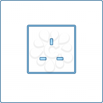 Great Britain Electrical Socket Icon. Thin Line With Blue Fill Design. Vector Illustration.