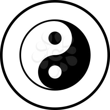 Yin And Yang Icon. Thin Circle Stencil Design. Vector Illustration.