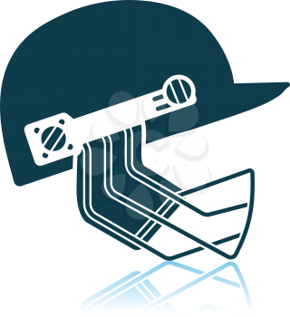 Cricket Helmet Icon. Shadow Reflection Design. Vector Illustration.