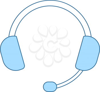 Headset Icon. Thin Line With Blue Fill Design. Vector Illustration.