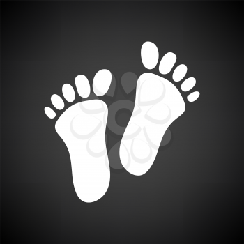 Foot Print Icon. White on Black Background. Vector Illustration.