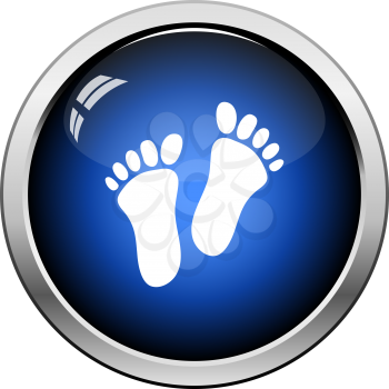 Foot Print Icon. Glossy Button Design. Vector Illustration.