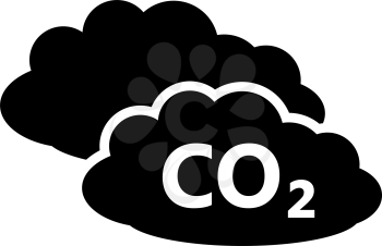 CO 2 Cloud Icon. Black Stencil Design. Vector Illustration.