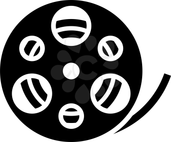 Movie Reel Icon. Black Stencil Design. Vector Illustration.