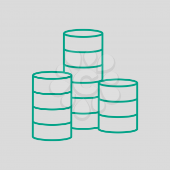 Coin Stack Icon. Green on Gray Background. Vector Illustration.
