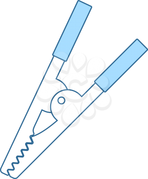Crocodile Clip Icon. Thin Line With Blue Fill Design. Vector Illustration.