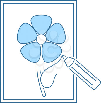 Sketch With Pencil Icon. Thin Line With Blue Fill Design. Vector Illustration.