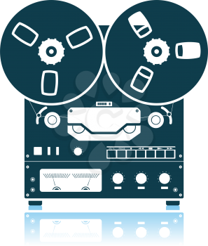 Reel Tape Recorder Icon. Shadow Reflection Design. Vector Illustration.