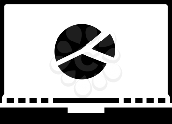 Laptop With Analytics Diagram Icon. Black Stencil Design. Vector Illustration.