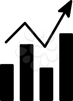 Analytics Chart Icon. Black Stencil Design. Vector Illustration.