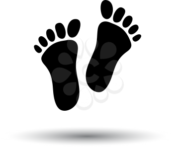 Foot Print Icon. Black on White Background With Shadow. Vector Illustration.