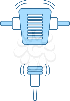 Icon Of Construction Jackhammer. Thin Line With Blue Fill Design. Vector Illustration.