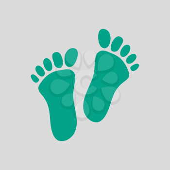 Foot Print Icon. Green on Gray Background. Vector Illustration.