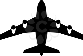 Airplane Takeoff Icon. Black Stencil Design. Vector Illustration.