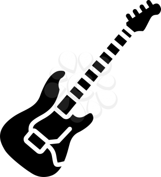 Electric Guitar Icon. Black Stencil Design. Vector Illustration.