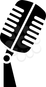 Old Microphone Icon. Black Stencil Design. Vector Illustration.
